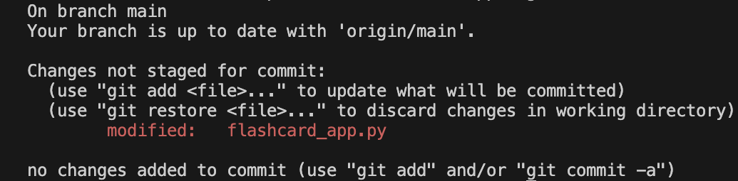 git status command to check which files have changed