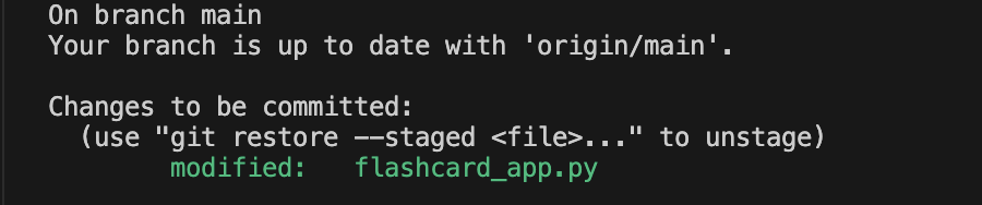 git status command file staged