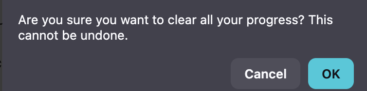 Confirmation dialog before clearing all progress