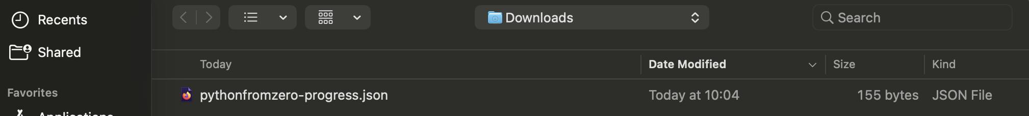 File picker dialog for choosing the progress JSON file to load