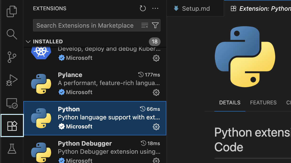 Extensions icon in VSCode sidebar