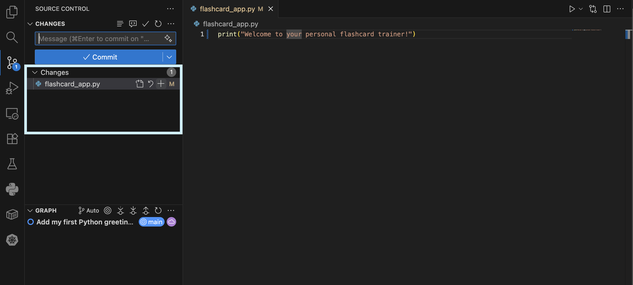VS Code Source Control changed files list